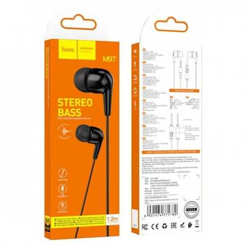 Наушники HOCO M97 Enjoy universal earphones with mic 1,2m Black